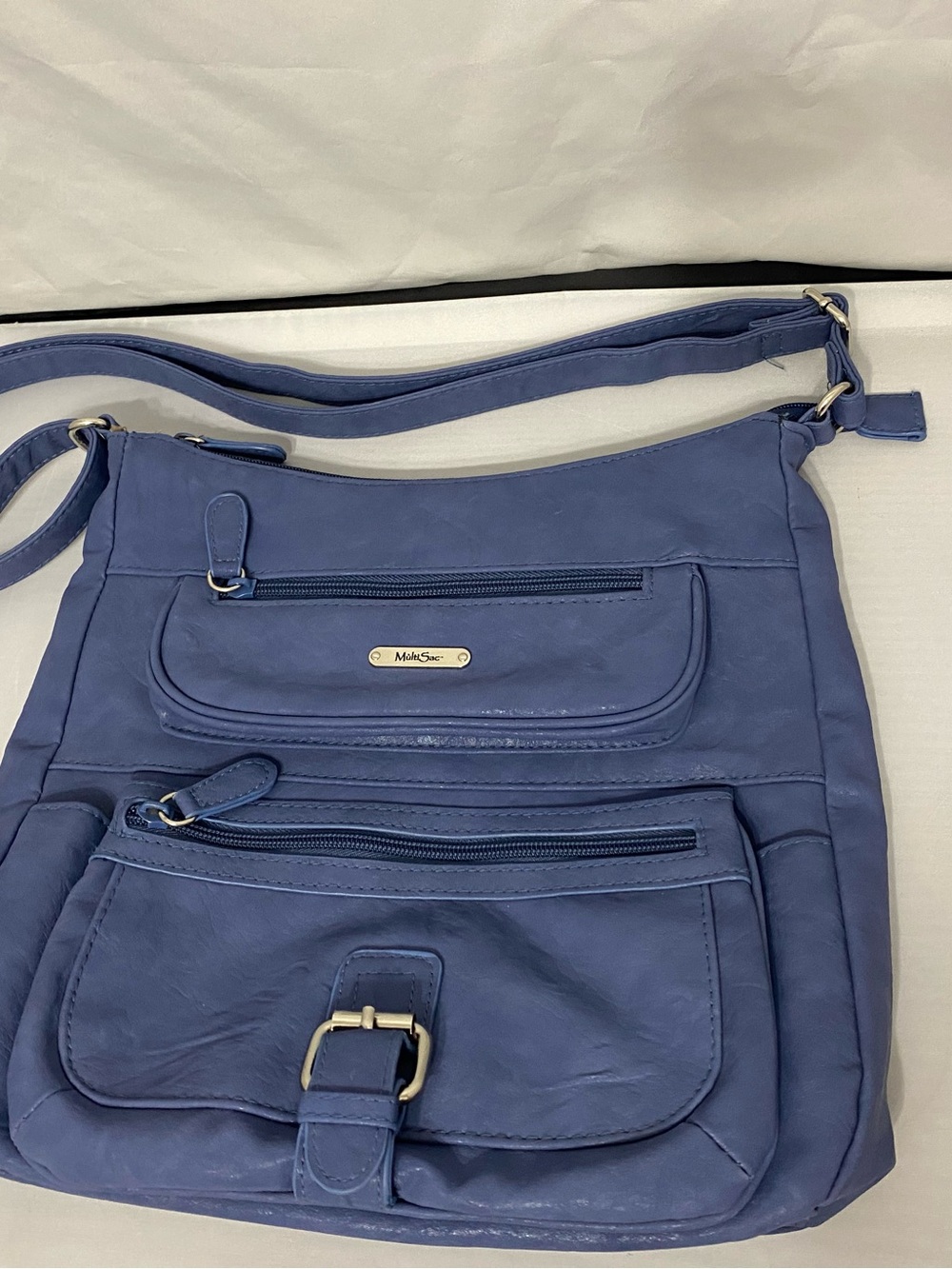 Multisac Blue Crossbody Bag with Front Pockets